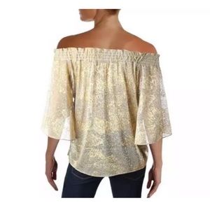 T.Tahari Gold Shimmer off Shoulder Top - Sz S